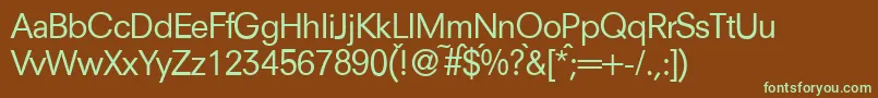 フォントN692SansRegular – 緑色の文字が茶色の背景にあります。