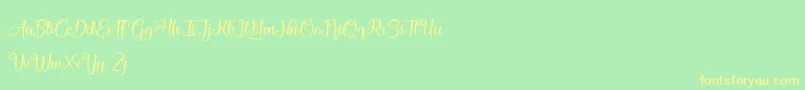 AthenaOfTheOcean-Schriftart – Gelbe Schriften auf grünem Hintergrund
