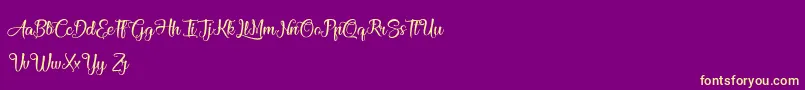 AthenaOfTheOcean-Schriftart – Gelbe Schriften auf violettem Hintergrund