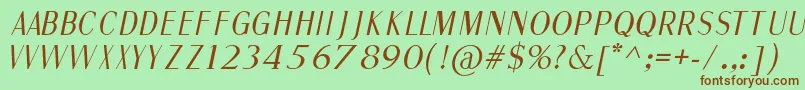 FineSansItalic Font – Brown Fonts on Green Background