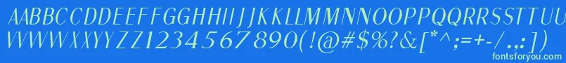 Шрифт FineSansItalic – зелёные шрифты на синем фоне