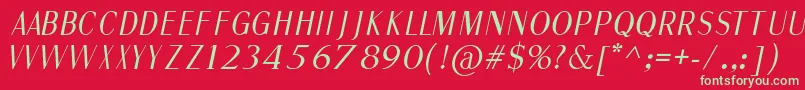 FineSansItalic Font – Green Fonts on Red Background