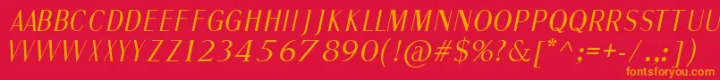 フォントFineSansItalic – 赤い背景にオレンジの文字