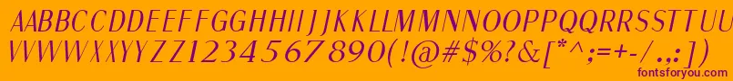 FineSansItalic Font – Purple Fonts on Orange Background