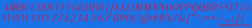 FineSansItalic Font – Red Fonts on Blue Background