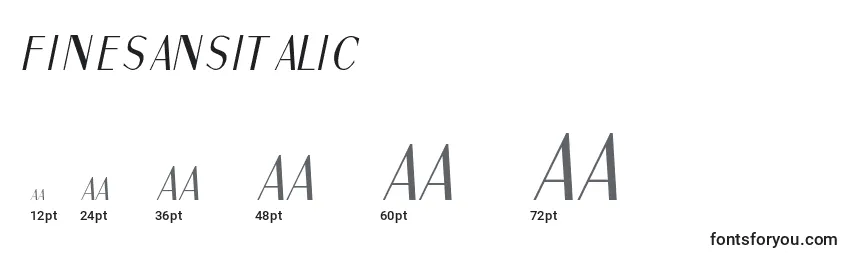 Размеры шрифта FineSansItalic