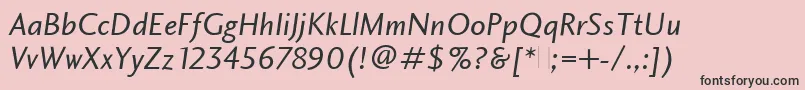 フォントCharlotteSansBookItalicPlain – ピンクの背景に黒い文字