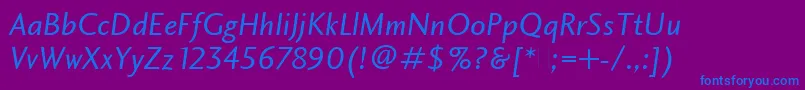CharlotteSansBookItalicPlain Font – Blue Fonts on Purple Background