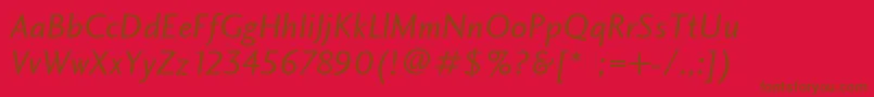 CharlotteSansBookItalicPlain Font – Brown Fonts on Red Background