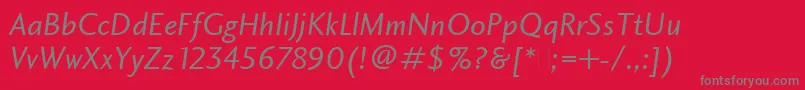 CharlotteSansBookItalicPlain Font – Gray Fonts on Red Background