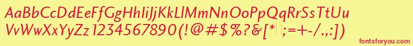 CharlotteSansBookItalicPlain Font – Red Fonts on Yellow Background