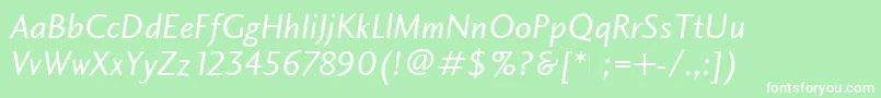 CharlotteSansBookItalicPlain Font – White Fonts on Green Background