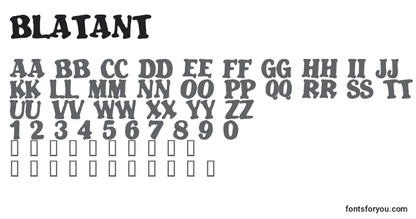 Schriftart Blatant – Alphabet, Zahlen, spezielle Symbole