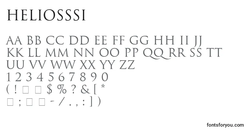 A fonte HeliosSsi – alfabeto, números, caracteres especiais