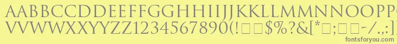 フォントHeliosSsi – 黄色の背景に灰色の文字