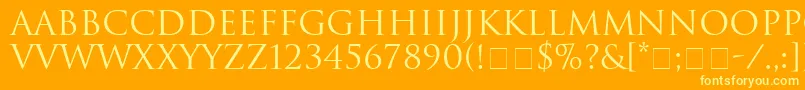 More about HeliosSsi Font HeliosSsi Font – Yellow Fonts on Orange Background