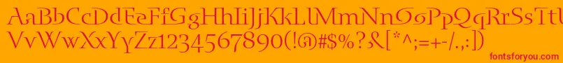 フォントBlueislandstd – オレンジの背景に赤い文字