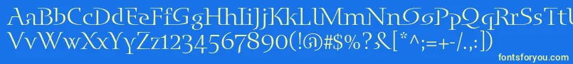 フォントBlueislandstd – 黄色の文字、青い背景