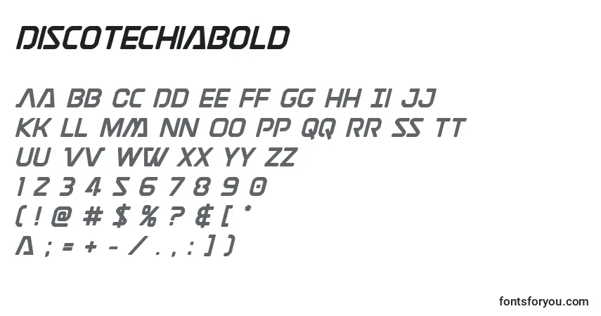 Czcionka Discotechiabold – alfabet, cyfry, specjalne znaki