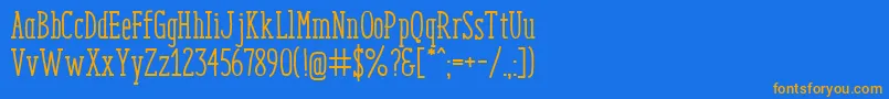 フォントEnyoSlabMedium – オレンジ色の文字が青い背景にあります。