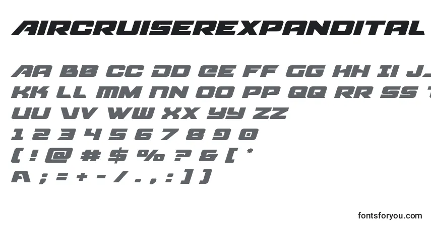 Шрифт Aircruiserexpandital – алфавит, цифры, специальные символы