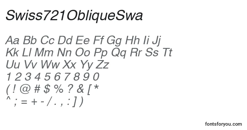 Шрифт Swiss721ObliqueSwa – алфавит, цифры, специальные символы