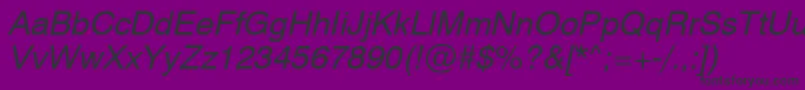 Swiss721ObliqueSwa-Schriftart – Schwarze Schriften auf violettem Hintergrund