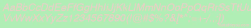 フォントSwiss721ObliqueSwa – 緑の背景にピンクのフォント