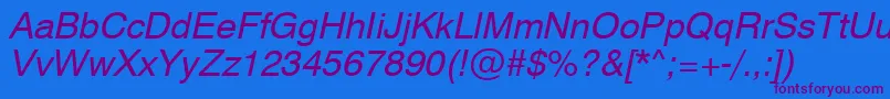 Saiba mais sobre a fonte Swiss721ObliqueSwa Fonte Swiss721ObliqueSwa – fontes roxas em um fundo azul