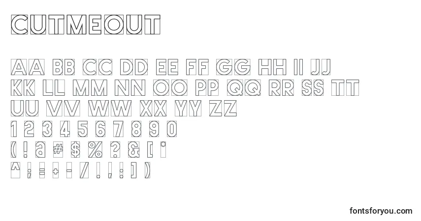 Schriftart Cutmeout – Alphabet, Zahlen, spezielle Symbole