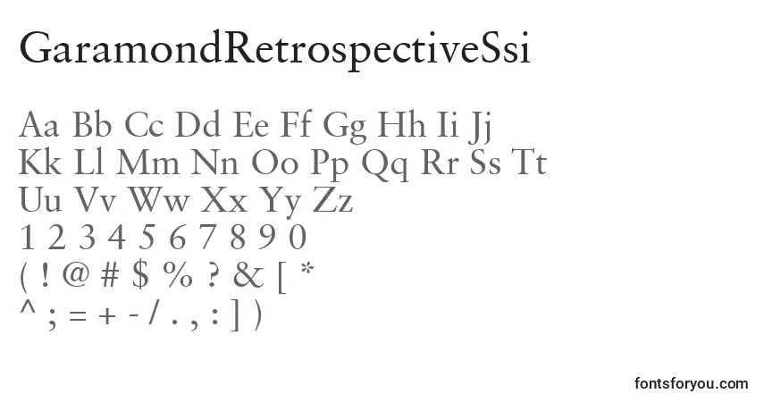 A fonte GaramondRetrospectiveSsi – alfabeto, números, caracteres especiais