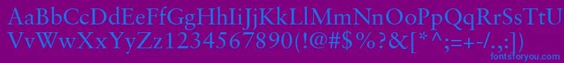 フォントGaramondRetrospectiveSsi – 紫色の背景に青い文字