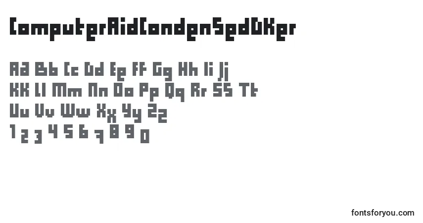 A fonte ComputerAidCondensedDker – alfabeto, números, caracteres especiais