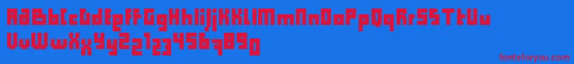 Czcionka ComputerAidCondensedDker – czerwone czcionki na niebieskim tle