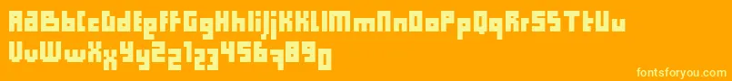 ComputerAidCondensedDker-Schriftart – Gelbe Schriften auf orangefarbenem Hintergrund