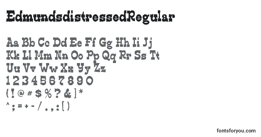 A fonte EdmundsdistressedRegular – alfabeto, números, caracteres especiais