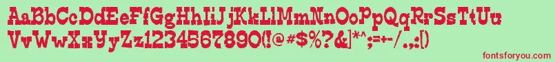 フォントEdmundsdistressedRegular – 赤い文字の緑の背景