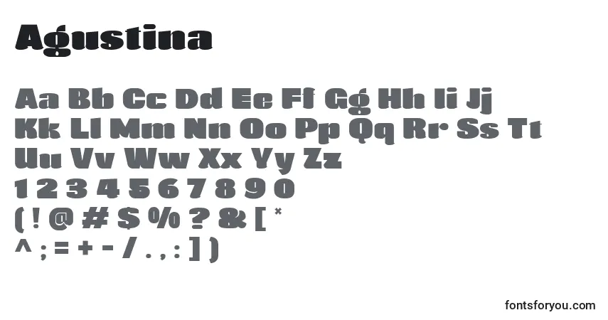 Schriftart Agustina – Alphabet, Zahlen, spezielle Symbole