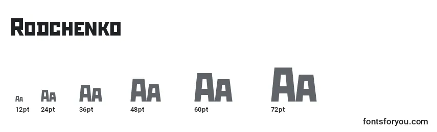 Размеры шрифта Rodchenko