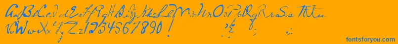 MtfFrozenSolid-Schriftart – Blaue Schriften auf orangefarbenem Hintergrund