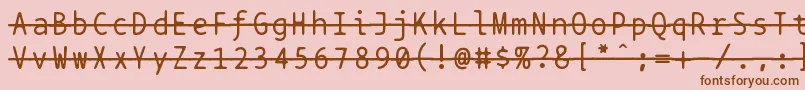 フォントBptypewritestrikethrough – ピンクの背景に茶色のフォント