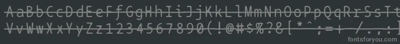 Fonte Bptypewritestrikethrough – fontes cinzas em um fundo preto