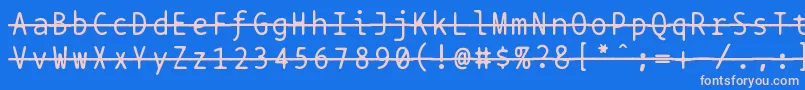 Czcionka Bptypewritestrikethrough – różowe czcionki na niebieskim tle