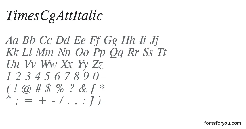 Schriftart TimesCgAttItalic – Alphabet, Zahlen, spezielle Symbole