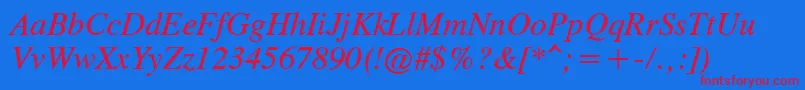 TimesCgAttItalic-fontti – punaiset fontit sinisellä taustalla