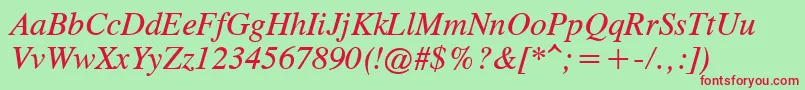 TimesCgAttItalic Font – Red Fonts on Green Background