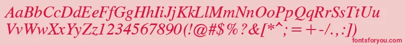 TimesCgAttItalic Font – Red Fonts on Pink Background