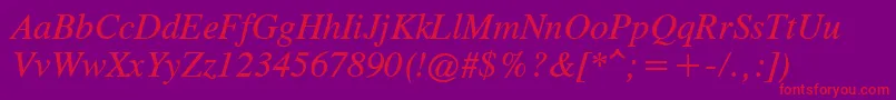 TimesCgAttItalic Font – Red Fonts on Purple Background