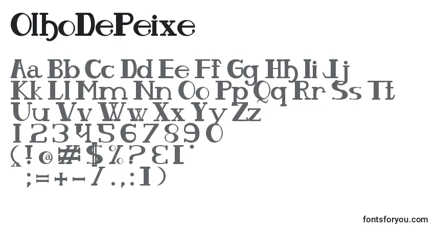 Schriftart OlhoDePeixe – Alphabet, Zahlen, spezielle Symbole