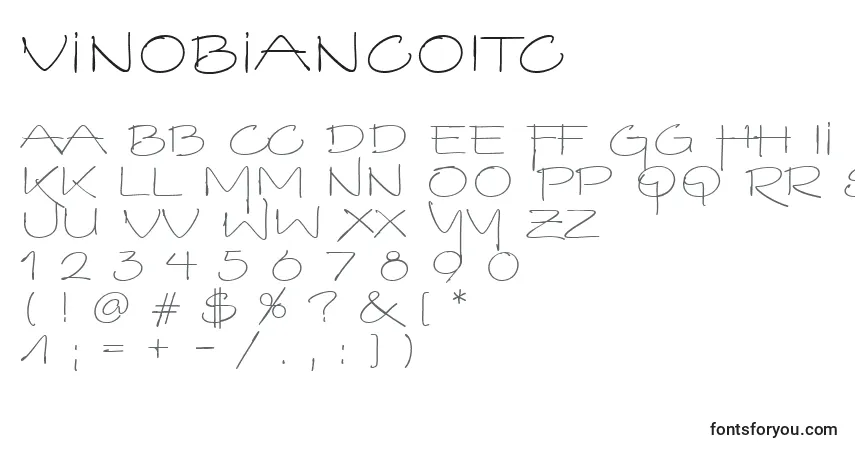 Czcionka VinoBiancoItc – alfabet, cyfry, specjalne znaki
